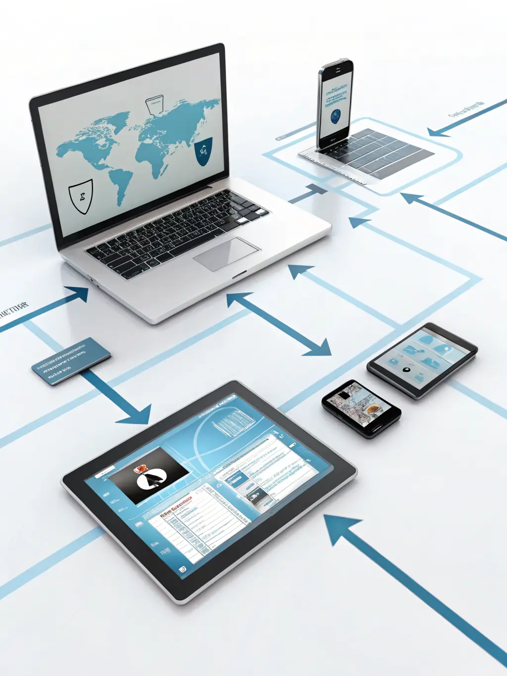A network diagram with various devices connected, illustrating network security concepts and protocols.