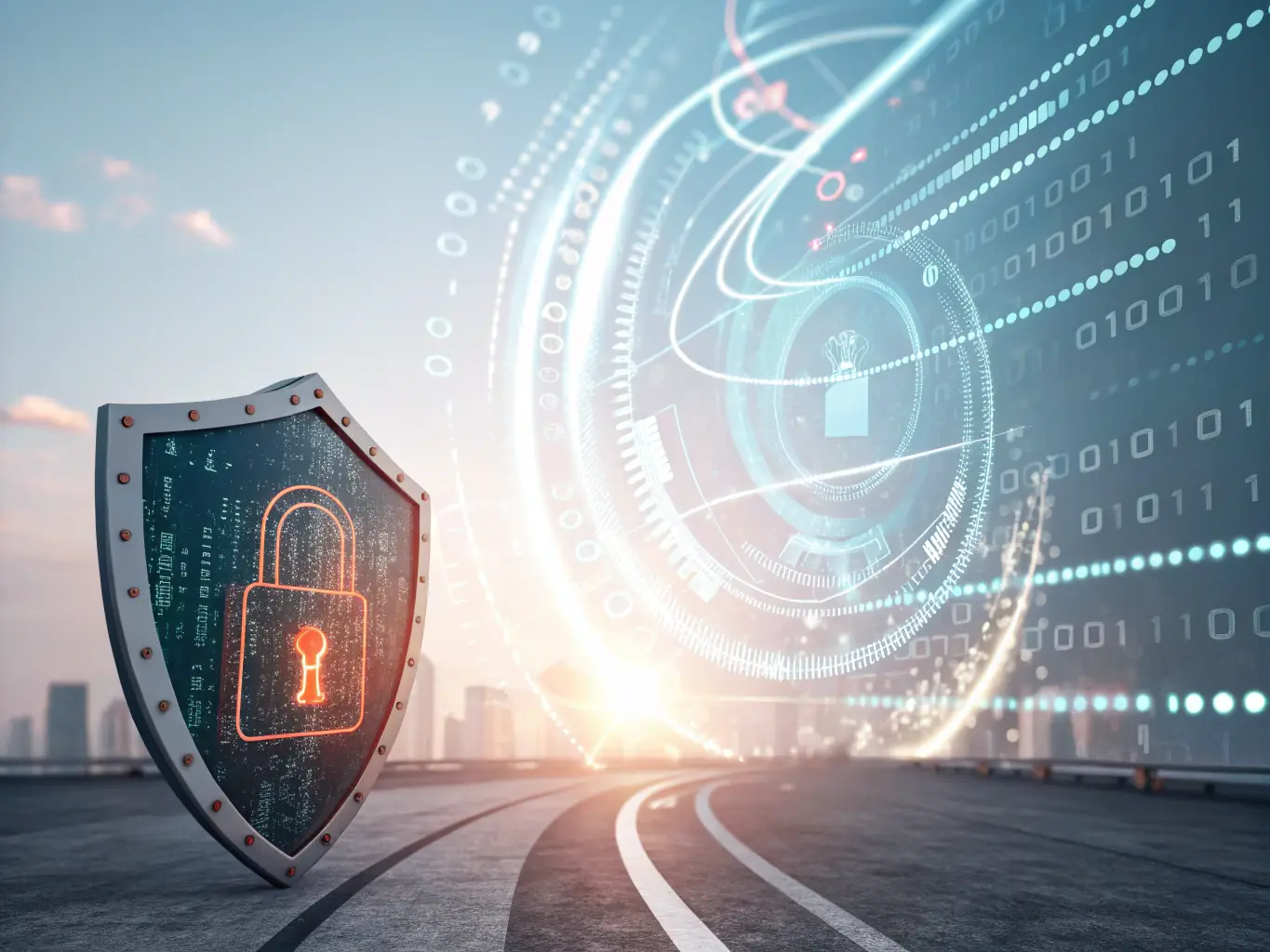A visual representation of data encryption and cyber defense mechanisms, illustrating the concepts of cyber defense strategies.